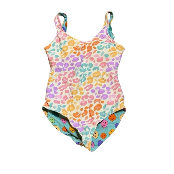 Posh Peanut Other - Posh Peanut Mina Reversible Swimsuit Mom‎ Size Small Smiley Face Animal Print